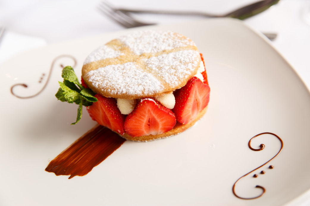Strawberry dessert from the menu at Mercure Hotels