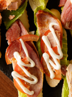 Close up of open sandwiches from weddings and events menu