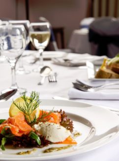 Delicious menu salmon and poached egg