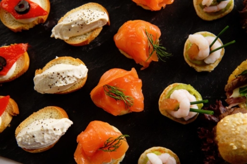 Close up of mini bites on a plate