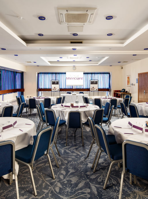 The Harewood meeting room set up for a meeting