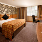 Privilege bedroom at Mercure Wetherby Hotel, double bed, tv, desk, coffee machine