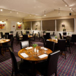 The Brasserie restaurant at Mercure Wetherby Hotel, lavender on the tables