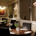 The Brasserie restaurant at Mercure Wetherby Hotel, close up of lavender on the tables
